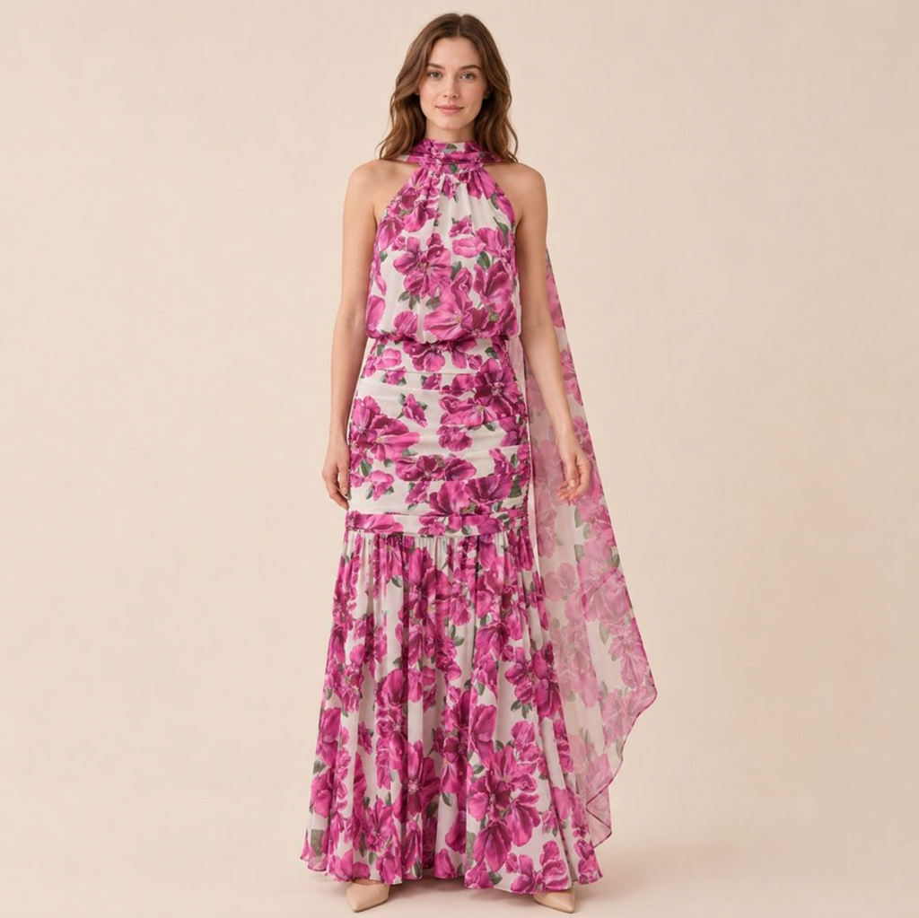 Floral Halter Neck Dress