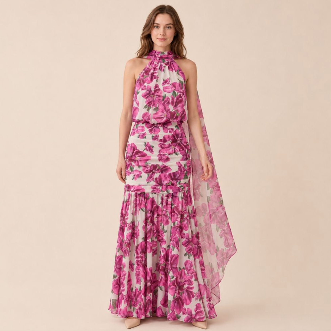 Floral Halter Neck Dress