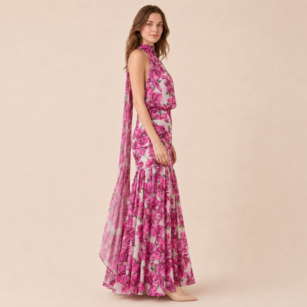 Floral Halter Neck Dress