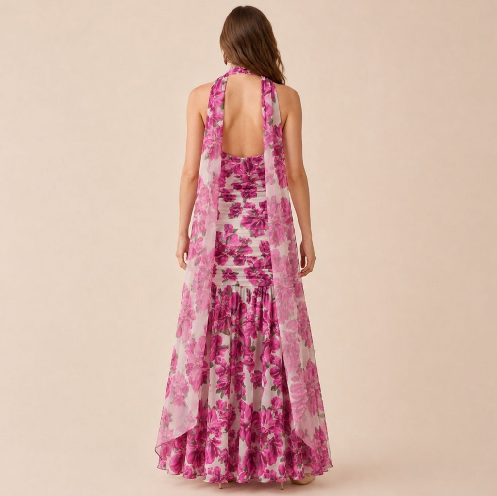 Floral Halter Neck Dress