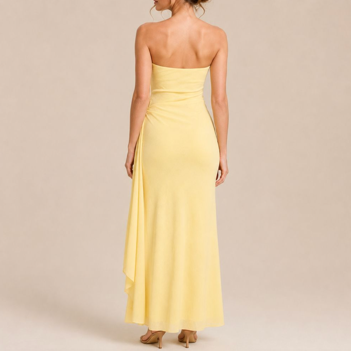 Elegant Strapless Slit Dress