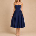 Elegant Spaghetti Strap Midi Dress