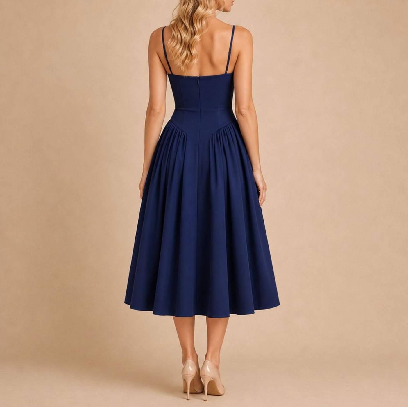 Elegant Spaghetti Strap Midi Dress