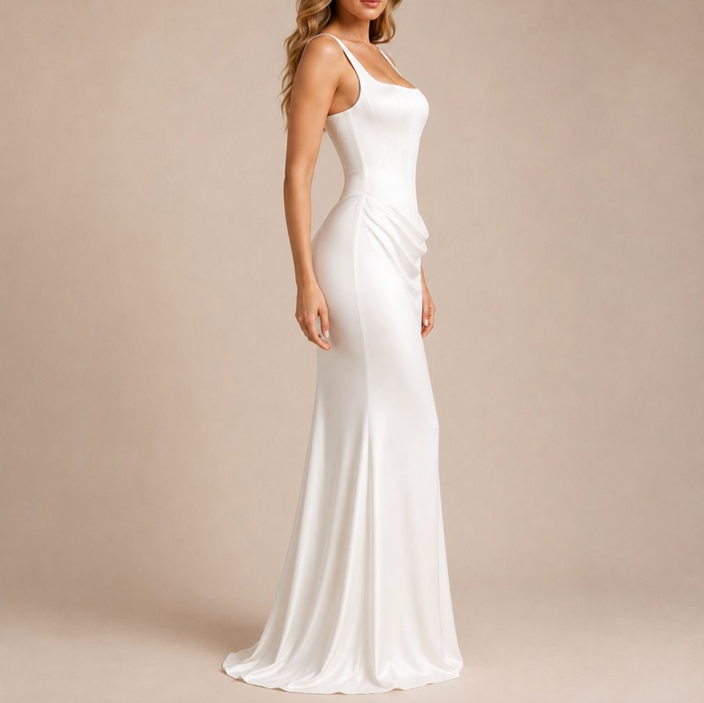Square Neck Ruched Bodycon Dress