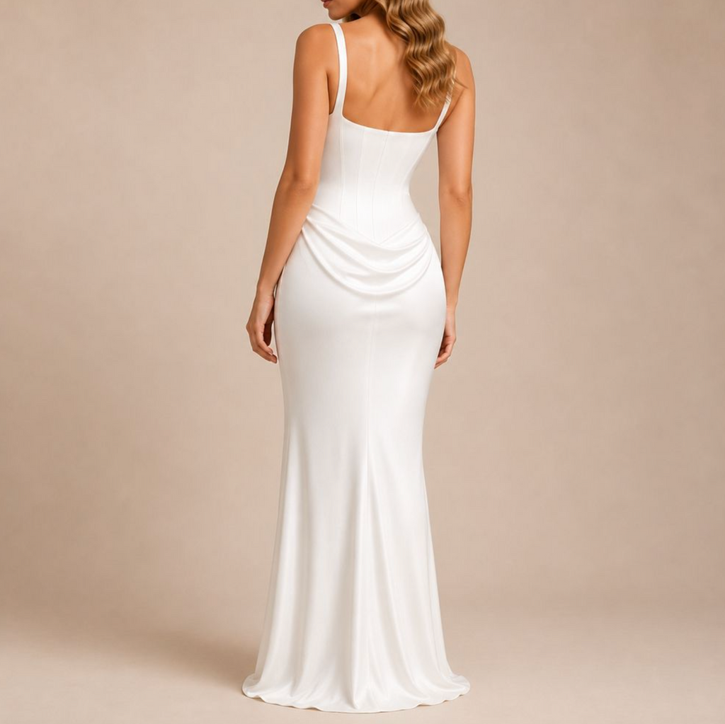 Square Neck Ruched Bodycon Dress
