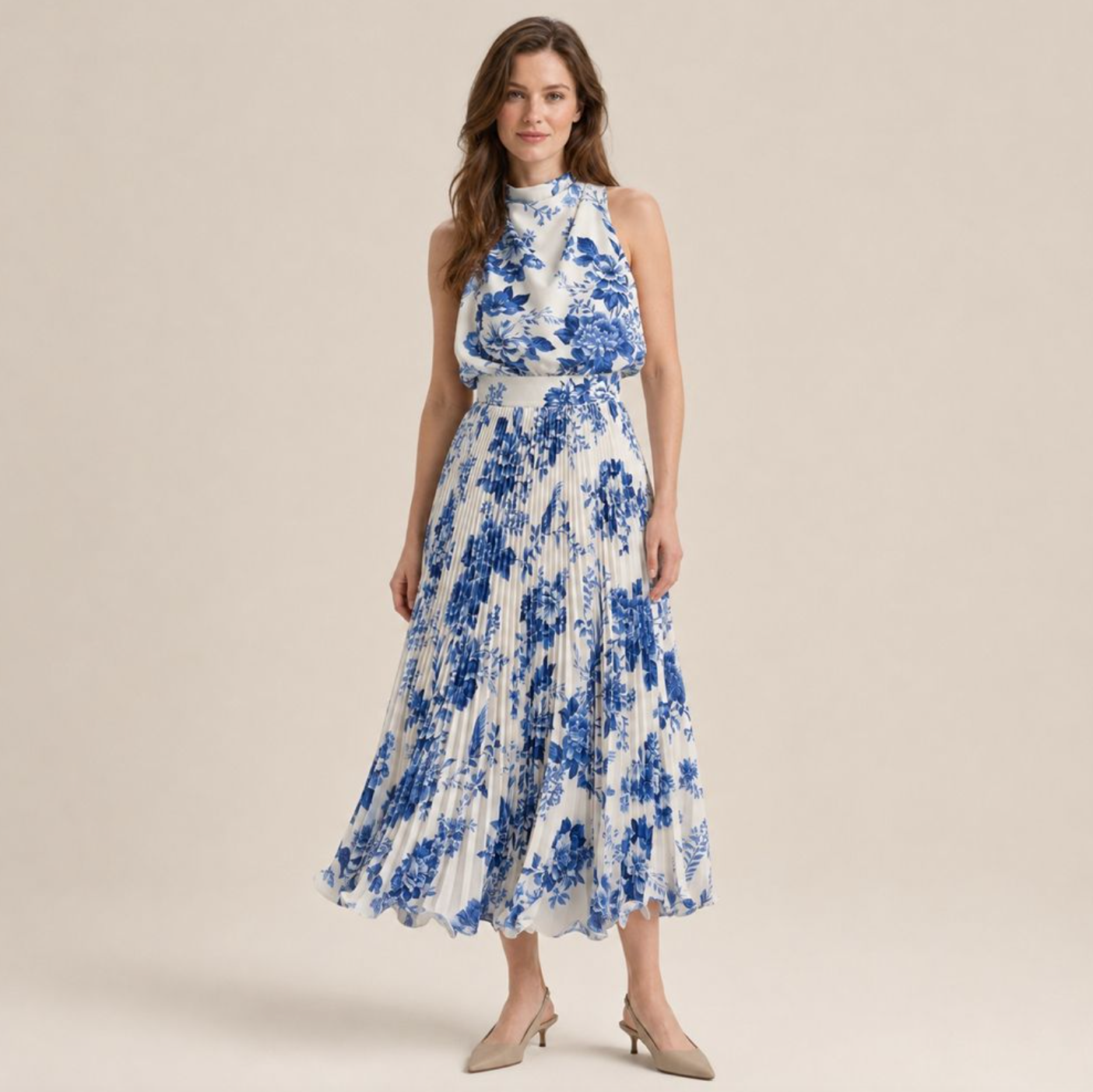 Floral Halter Chiffon Summer Dress